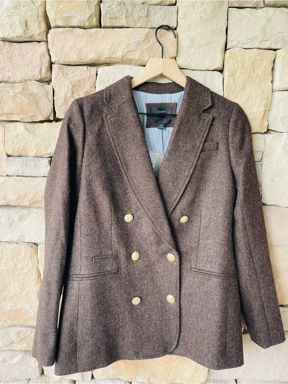 J. Crew Bristol Chocolate Brown Blazer Herringbone NWT - Picture 2 of 10
